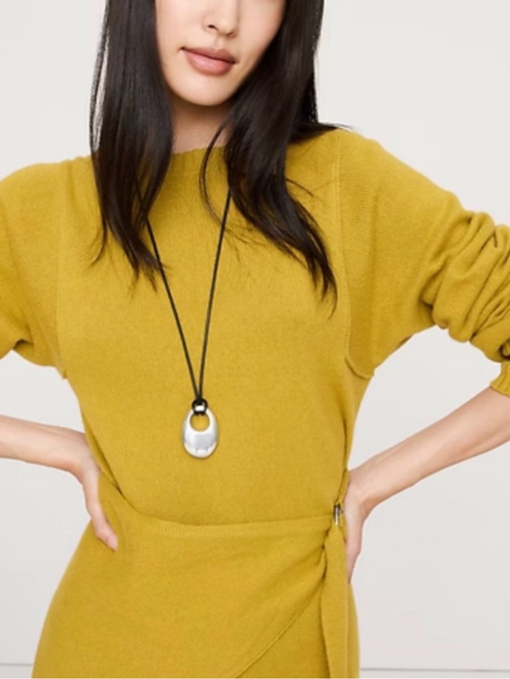 Adjustable Black Cord Necklace with Sterling Silver Teardrop Pendant